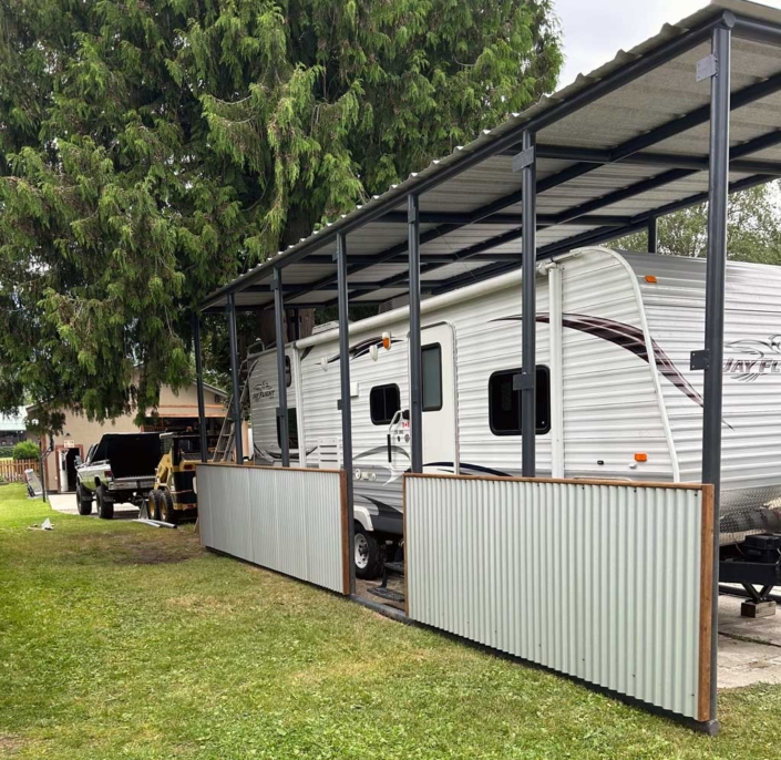 RV Storage unit with custom skirts